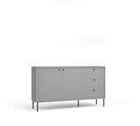 Arte Modern Grey Sideboard Cabinet 156Cm - Black Metal Accents & Smooth Glide Drawers For Stylish, Organised Living