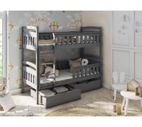 Arte Modern Harry Wooden Bunk Bed With Storage And No Mattress In Graphite W1980mm X H1640mm X D980mm