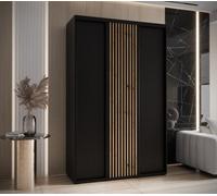 Arte Modern Sapporo Sliding Door Wardrobe 150Cm In Black: Stylish Storage For Small Spaces (H)2050mm (W)1500mm (D)600mm