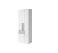 Arte Modern Silke 12 Tall Display Cabinet 80Cm Left - White Gloss & Concrete Grey: Urban Chic Storage For Contemporary Interiors