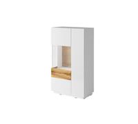 Arte Modern Silke 42 Display Cabinet 80Cm Left - White Gloss & Wotan Oak: Sleek Storage Solution For Contemporary Spaces