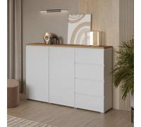 Arte Modo Sideboard Cabinet 150 Cm - Tall White And Oak Storage With Four Drawers And Shelves
