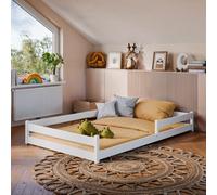 Arte Montessori White Wooden Bed Zofia Eu Small Double 120X200Cm - Low-Profile Bed For Growing Children