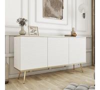 Arte Moro Sideboard Cabinet 160Cm In White - Sleek Push-To-Open Storage With Luxe Gold Legs