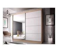 Arte Multi 183Cm - Oak Sonoma Sliding Door Wardrobe With Mirrored And White Gloss Doors (H)2180mm (W)1830mm (D)610mm
