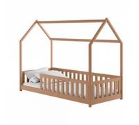 Arte Noah Montessori House Bed Eu Single 90X200Cm Cinnamon Solid Pine Frame With Guardrails