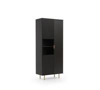 Arte Nubia Tall Cabinet - Elegant Storage Solution In Black - W800mm X H1900mm X D410mm