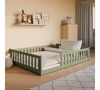 Arte Olive Wooden Bed Mati Eu Double 140X200Cm - Grounded Design With Surround Guardrails