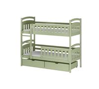 Arte Olive Wooden Bunk Bed Ignas With Storage W98Cm - Nature-Inspired Bunk With Practical Storage And Safety