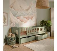Arte Olive Wooden Single Bed Gucio With Storage W198Cm - Fresh, Funky Bed With Nature-Inspired Storage