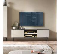 Arte Orta Tv Cabinet 180Cm - Cashmere & Black Contemporary Media Unit With Led Lighting And Storage