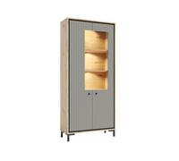 Arte Parii Tall Display Cabinet In Grey - W890mm H1960mm D540mm, Sophisticated And Versatile