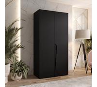Arte Piano I Hinged Door Wardrobe 100Cm - Black Contemporary Wardrobe With Rail And Shelf