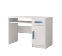 Arte Practical White Computer Desk H760mm W1100mm D500mm - Blue Handles For Serene Study Areas