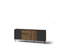 Arte Prestigo Large Sideboard Cabinet - Spacious & Elegant In Oak Walnut & Black Matt, H790mm W2000mm D400mm