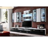 Arte Quadro Entertainment Unit For Tvs Up To 49" - Striking White & Black Gloss Contrast - W3000mm X H1900mm X D450mm
