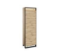 Arte Quant Qg-01 Hallway Cabinet In Oak Artisan & Black - 600mm X 2000mm X 400mm - Sleek Storage With Led Lighting