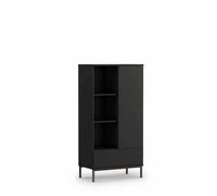 Arte Querty 03 Highboard Cabinet In Black Matt - Modern Elegance In Compact Design - W700mm X H1400mm X D410mm