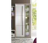 Arte Roma 2 Tall Display Cabinet In Elm, White Gloss & Grey Matt - W900mm H1940mm D430mm, Stylish And Modern