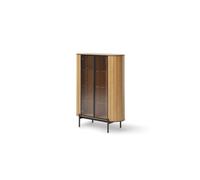 Arte Rotto 10 Display Cabinet 107Cm Oak Vincenza - Curved Glass Cabinet With Integrated Led Lighting