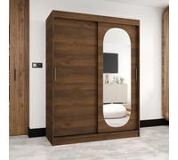Arte Royal 150Cm Sliding Door Wardrobe Oak Walnut With Dressing Mirror Panel
