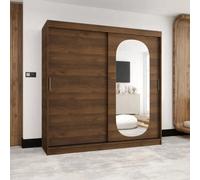 Arte Royal 200Cm Sliding Door Wardrobe Oak Walnut With Arched Mirror Panel