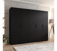 Arte Sandi I Hinged Door Wardrobe 250Cm - Black Modern Five-Door Wardrobe With Soft-Close Doors And Ample Storage