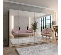 Arte Sandi Iii Hinged Door Wardrobe 250Cm - Black Modern Mirrored Wardrobe With Multi-Rail Storage