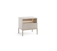 Arte Sento Cashmere & Gold Cabinet - 54Cm Compact Unit With Drawer & Led Lighting