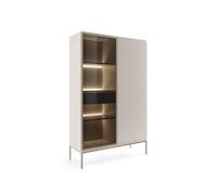Arte Sento Cashmere & Gold Display Cabinet - 104Cm Tall Unit With 6 Shelves, Drawer & Led Lighting