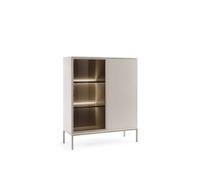 Arte Sento Cashmere & Gold Highboard - 104Cm Tall Unit With 4 Shelves & Led Lighting