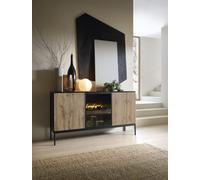 Arte Sento Sideboard Cabinet (H)830mm (W)1540mm (D)390mm With Led Lighting - Dark Oak And Black Matt
