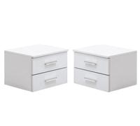 Arte Siena 23 Pair Of Bedside Cabinets W47Cm X H35Cm X D41Cm - White Gloss, Modern Storage With Silver Handles