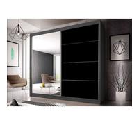 Arte Sl lack Gloss Front & Graphite Carcass Wardrobe W183Cm H218Cm D61Cm With Modern Sliding Doors