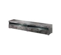 Arte Sleek Schiefer India 40 Tv Cabinet, 2 Pull-Down Doors, Open Shelves, Optional Led, H350mm W2000mm D400mm