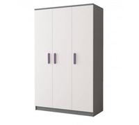 Arte Smyk Ii 19 Grey Carcass White Front Hinged Wardrobe 1200mm H1930mm D500mm With Heather Handles - Elegant Storage