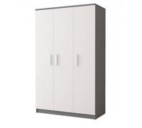 Arte Smyk Ii 19 Grey Carcass White Front Hinged Wardrobe 1200mm H1930mm D500mm With White Handles - Spacious Storage