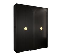 Arte Sophisticated Manhattan I Hinged Door Wardrobe W2000mm H2370mm D470mm - Classic Black, Gold Handles, Customisable Storage