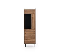 Arte Sophisticated Vasina 09 Tall Display Cabinet 60Cm - Oak Castello & Black Matt With Contemporary Metal Legs