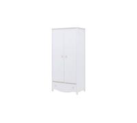 Arte Spacious Mia Hinged Wardrobe With Shelves And Drawer In White Matt & Pink (H)1860mm (W)850mm (D)510mm - Elegant Bedroom Organiser