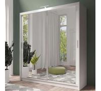 Arte Spacious White Matt 203Cm Sliding Wardrobe - Elegant Storage & Light-Enhancing Mirrors
