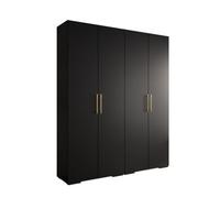 Arte Stylish Black Inova 3 Hinged Door Wardrobe W2000mm H2370mm D470mm - Modern Storage With Gold Vertical Handles