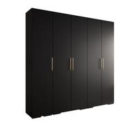 Arte Stylish Black Inova 3 Hinged Door Wardrobe W2500mm H2370mm D470mm - Modern Storage With Gold Vertical Handles