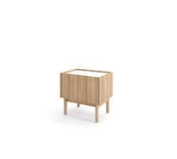Arte Stylish Boho Cabinet H480mm W500mm D370mm - Oak Riviera & White Marble Finish For Compact Storage