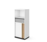 Arte Stylish Imola Sideboard Cabinet With Open Compartment In White Matt - Spacious And Modern (H)1300mm (W)550mm (D)400mm