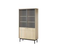 Arte Stylish Japandi Tall Display Cabinet H1850mm W1040mm D390mm In Oak Linea - Natural Elegance