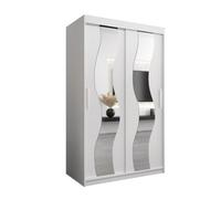 Arte Stylish Mirrored Sliding Door Wardrobe In White With Spacious Shelves (H)2000mm (W)1200mm (D)620mm