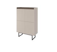 Arte Stylish Sand Beige & Oak Lago 1 Highboard Cabinet W980mm H1440mm D400mm - Ample Storage, Modern Design