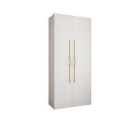 Arte Stylish White Como Ii Hinged Door Wardrobe H2460mm W1100mm D500mm, Two Doors, Eight Shelves, One Hanging Rail, Gold Handles