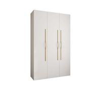 Arte Stylish White Como Ii Hinged Door Wardrobe H2460mm W1500mm D500mm, Three Doors, Eleven Shelves, Two Hanging Rails, Gold Handles